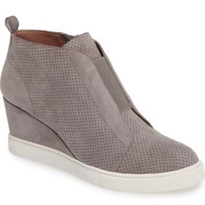 Linea Paolo Felicia Wedge Grey Suede Booties